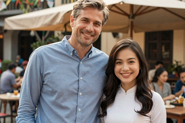 Robert and Ngan couple from USA and Vietnam met through international dating